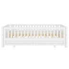 Lit plateforme double/double XL avec garde-corps, Cadre de lit plateforme en bois pour enfants, Peut être converti en lit plateforme double.