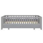Lit plateforme double/double XL avec garde-corps, Cadre de lit plateforme en bois pour enfants, Peut être converti en lit plateforme double.