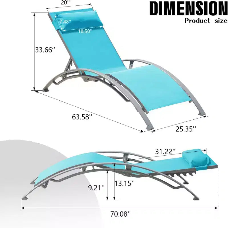 Ensemble de 2 chaises longues de piscine - Chaise longue d'extérieur réglable