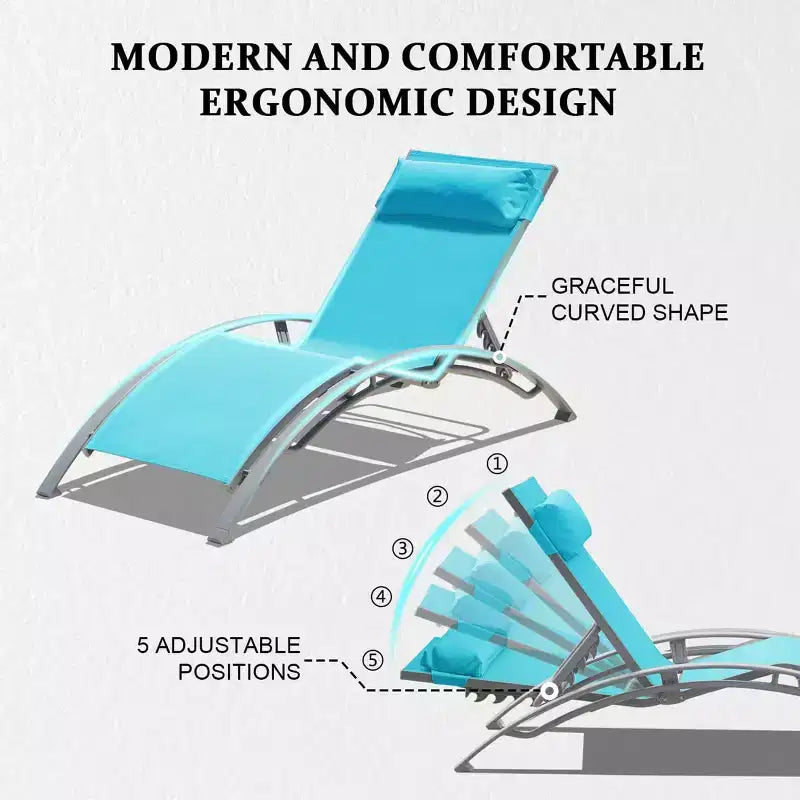 Ensemble de 2 chaises longues de piscine - Chaise longue d'extérieur réglable