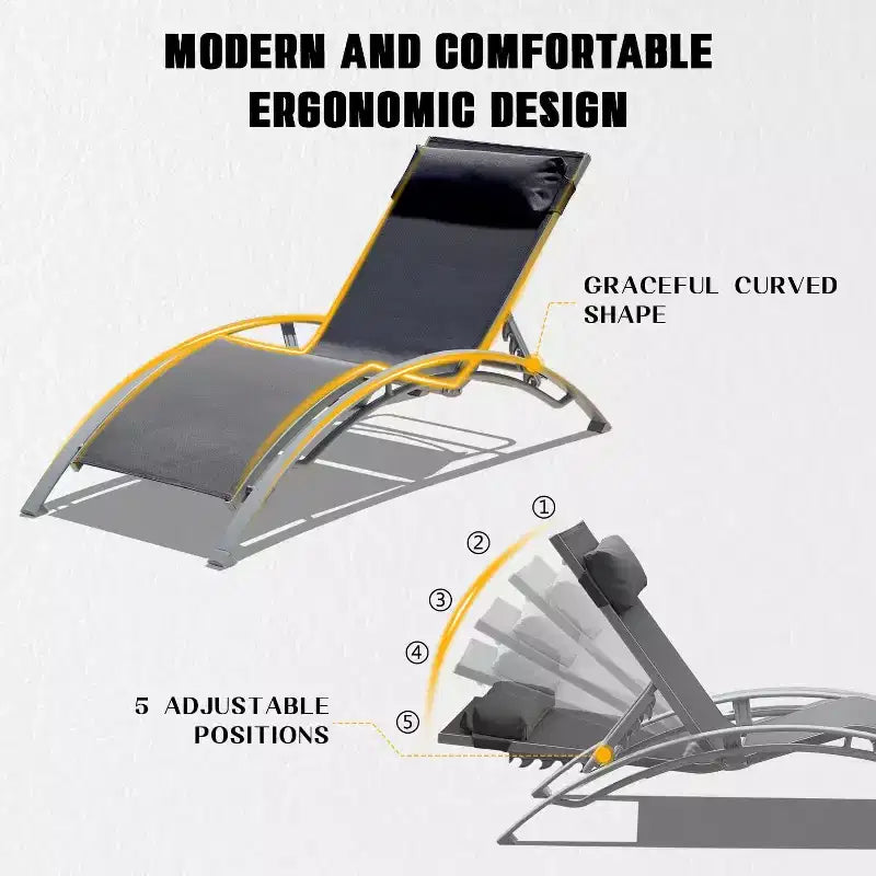 Ensemble de 2 chaises longues de piscine - Chaise longue d'extérieur réglable