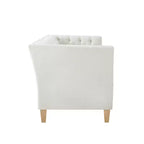 Canapé 3 places matelassé Cloud avec 2 oreillers, garniture cloutée et pieds en bois massif, Beige - ModernLuxe