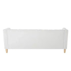 Canapé 3 places matelassé Cloud avec 2 oreillers, garniture cloutée et pieds en bois massif, Beige - ModernLuxe