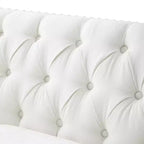 Canapé 3 places matelassé Cloud avec 2 oreillers, garniture cloutée et pieds en bois massif, Beige - ModernLuxe