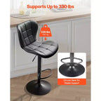 VEVOR Lot de 4 tabourets de bar, tabourets de comptoir modernes en cuir PU, tabourets de cuisine pivotants avec dossier et repose-pieds, hauteur réglable sans accoudoirs, noir