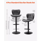 VEVOR Lot de 4 tabourets de bar, tabourets de comptoir modernes en cuir PU, tabourets de cuisine pivotants avec dossier et repose-pieds, hauteur réglable sans accoudoirs, noir