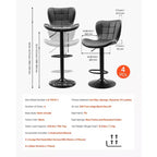 VEVOR Lot de 4 tabourets de bar, tabourets de comptoir modernes en cuir PU, tabourets de cuisine pivotants avec dossier et repose-pieds, hauteur réglable sans accoudoirs, noir