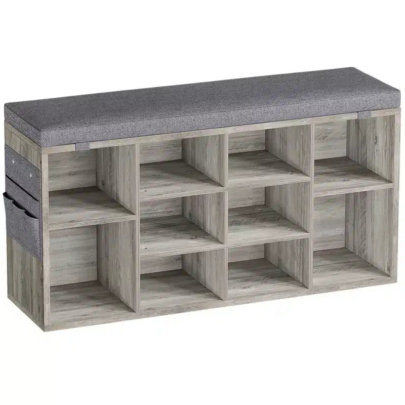 Banc à chaussures d'entrée multifonctionnel avec rangement et siège rembourré - Étagère réglable à 3 niveaux, 10 compartiments - Convient pour l'entrée, la chambre, le salon