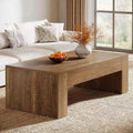Lantine Rectangular Coffee Table for Living Room, 51-Inch Farmhouse Accent Center Cocktail Tea Table with Sturdy Base for Home Reception, Brown