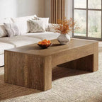 Lantine Rectangular Coffee Table for Living Room, 51-Inch Farmhouse Accent Center Cocktail Tea Table with Sturdy Base for Home Reception, Brown