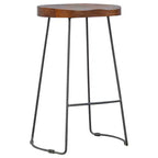 HomeRoots 30 Brown and Black Solid Wood and Iron Bar Height Bar Chair
