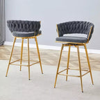 Tabourets de bar pivotants avec cadres en métal galvanisé et coussins moelleux en coton et lin respirant (lot de 2)