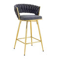 Swivel Bar Stools with Electroplated Metal Frames and Breathable Cotton and Linen Soft Cushions (Set of 2)