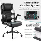 Chaise de bureau ergonomique, dossier haut en cuir, appui-tête réglable, soutien lombaire, accoudoirs relevables, fauteuil de bureau pivotant inclinable, pour la maison ou le bureau