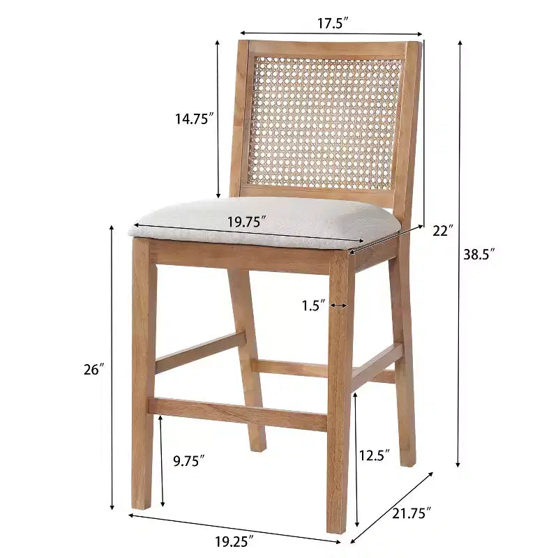 Tabourets de comptoir rembourrés Christopher Knight Home Maris en rotin tressé et hévéa style campagne française (Lot de 2)