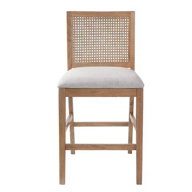 Tabourets de comptoir rembourrés Christopher Knight Home Maris en rotin tressé et hévéa style campagne française (Lot de 2)