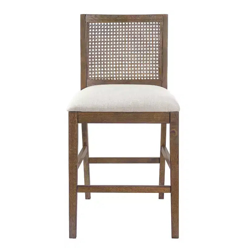 Tabourets de comptoir rembourrés Christopher Knight Home Maris en rotin tressé et hévéa style campagne française (Lot de 2)