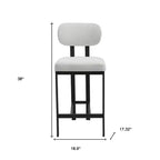 Lot de deux chaises de bar HomeRoots de 26 po en tissu blanc et noir et métal, hauteur comptoir