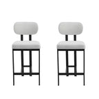 Lot de deux chaises de bar HomeRoots de 26 po en tissu blanc et noir et métal, hauteur comptoir