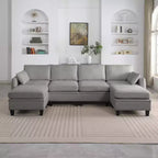 GDFStudio Lancelot, grand canapé d'angle contemporain en chenille, 6 places, 277 cm, avec ottoman de rangement