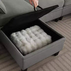 GDFStudio Lancelot, grand canapé d'angle contemporain en chenille, 6 places, 277 cm, avec ottoman de rangement