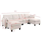 GDFStudio Lancelot, grand canapé d'angle contemporain en chenille, 6 places, 277 cm, avec ottoman de rangement