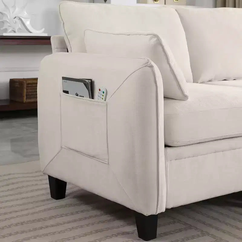 GDFStudio Lancelot, grand canapé d'angle contemporain en chenille, 6 places, 277 cm, avec ottoman de rangement