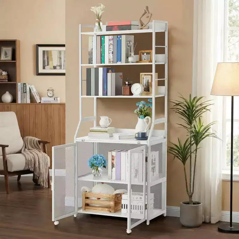 Bureau Bibliothèque 2-en-1 avec Étagères de Rangement, Bureau d'Étude Industriel en Métal et Panneaux de Particules avec Bibliothèque, Bureau Haut de 70 cm