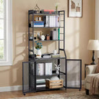 Bureau Bibliothèque 2-en-1 avec Étagères de Rangement, Bureau d'Étude Industriel en Métal et Panneaux de Particules avec Bibliothèque, Bureau Haut de 70 cm