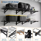 Lot de 4 étagères murales flottantes de rangement pour garage, 60x90cm, capacité améliorée de 635 kg