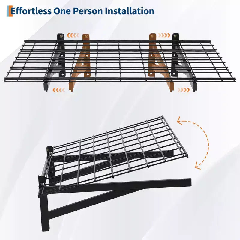 Lot de 4 étagères murales flottantes de rangement pour garage, 60x90cm, capacité améliorée de 635 kg