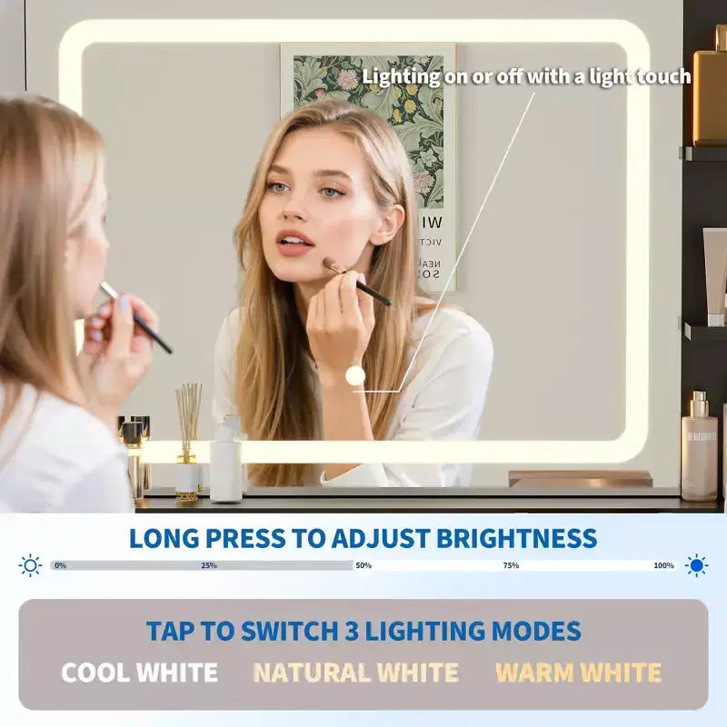 31 coiffeuse à cannelures, coiffeuse moderne du milieu du siècle avec miroir, 2 tiroirs, pour chambre à coucher