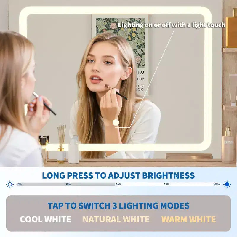 31 coiffeuse à cannelures, coiffeuse moderne du milieu du siècle avec miroir, 2 tiroirs, pour chambre à coucher
