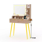 31 coiffeuse à cannelures, coiffeuse moderne du milieu du siècle avec miroir, 2 tiroirs, pour chambre à coucher
