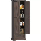 HOMCOM 71 Kitchen Freestanding Pantry Cabinet with Barn Doors, Drawer and Adjustable Shelves for Dining Room, Brown