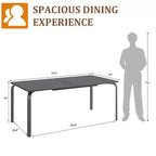 Table à manger moderne de 71 po pour terrasse extérieure avec trou pour parasol, en aluminium de qualité marine, résistante aux intempéries et à la rouille, pour restaurants, arrière-cours, bords de piscine