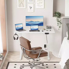 Qwatto 40 inch Electric Standing Desk Height Adjustable Sit to Stand Motorized Small Computer Desk for Home Office Gaming with Memory Presets White