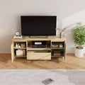 Rattan 63 TV Stand Entertainment Center, Modern Media Cabinet with Storage Drawer & Open Shelves, Fits TVs Up to 70 for Living Room, Bedroom