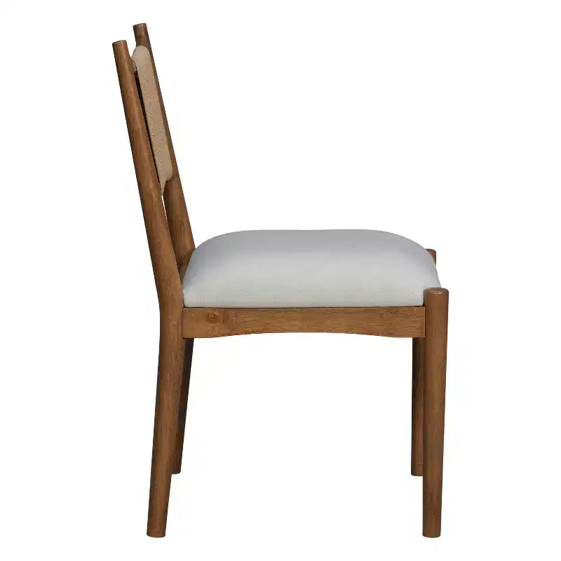 Christopher Knight Home Sigrid Chaises de salle à manger capitonnées en rotin et hévéa, de style moderne du milieu du siècle (lot de 2)