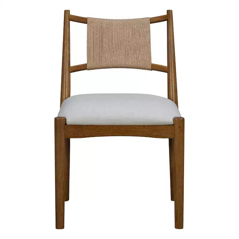 Christopher Knight Home Sigrid Chaises de salle à manger capitonnées en rotin et hévéa, de style moderne du milieu du siècle (lot de 2)