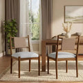 Christopher Knight Home Sigrid Mid-Century Modern Rubberwood Rattan Upholstered Dining Chair (Set of 2)