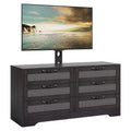 TV Stand with Mount for 32-85 TVs  6-Drawer Rattan Dresser  Media Console with Generous Storage