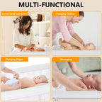 Commode/table à langer 6 tiroirs blanche pour chambre de bébé – plateau amovible avec matelas à langer, inclut un espace de rangement pour vêtements et accessoires.