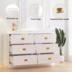 Commode/table à langer 6 tiroirs blanche pour chambre de bébé – plateau amovible avec matelas à langer, inclut un espace de rangement pour vêtements et accessoires.