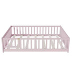 Lit au sol Montessori pleine grandeur Bellemave avec clôture et porte, lit bas en bois pour enfants avec barrières de sécurité, en bois d'hévéa massif, assemblage facile