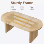Acekool Table de salle à manger ovale rustique de style ferme pour 6-8 personnes, table de cuisine en bois avec base arrondie, bois naturel