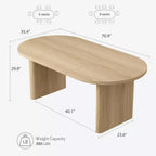 Acekool Table de salle à manger ovale rustique de style ferme pour 6-8 personnes, table de cuisine en bois avec base arrondie, bois naturel