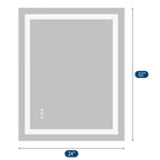 Miroir de salle de bain LED sans cadre avec double bande lumineuse, éclairage avant et arrière dimmable, anti-buée, 3 températures de couleur, commande tactile à mémoire