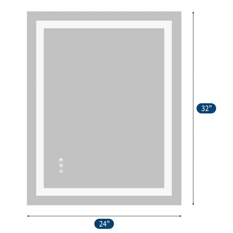 Miroir de salle de bain LED sans cadre avec double bande lumineuse, éclairage avant et arrière dimmable, anti-buée, 3 températures de couleur, commande tactile à mémoire