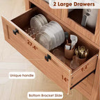Garde-manger moderne de style ferme de 72 po – Armoire de rangement haute avec portes vitrées, 2 tiroirs et étagères réglables pour salle à manger et salon